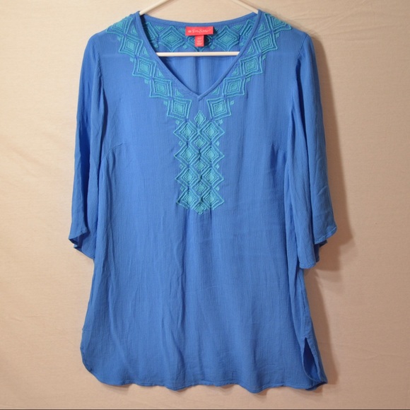 Lilly for Target Embroidered Cover Up, Blue Bell - Picture 2 of 7